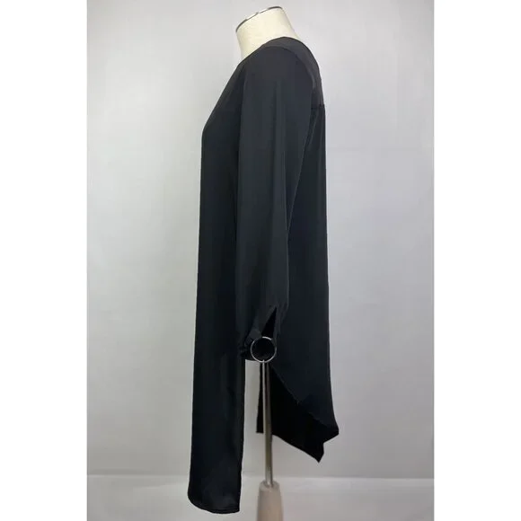 Zara Black Tunic Top Size XS Womens Blouse Long Sleeve Chiffon Assymetric - Picture 2 of 13